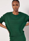 Fine Knit Cable Jumper, Green, large