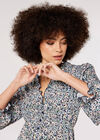 Ditsy Puff Sleeve Mini Dress, Navy, large