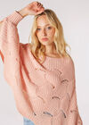 Swirl Knit Poncho Jumper, Coral, large