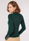 Gold Button Ribbed Jumper, Green, large