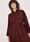 Curve Abstract Texture Shirt Midi Dress, Burgundy, large