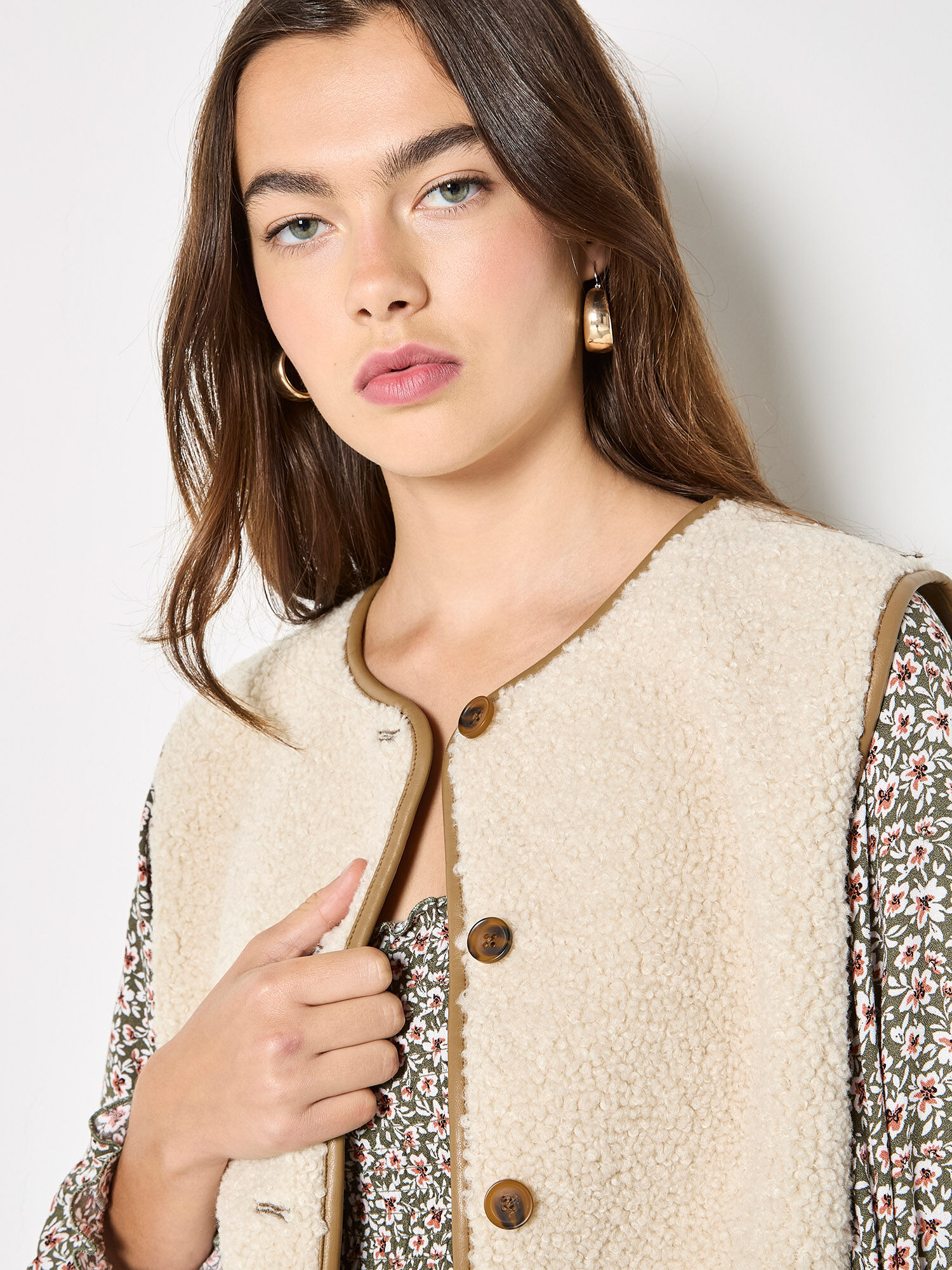 Reversible Borg Suede Gilet | Apricot Clothing