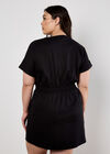 Cotton Blend Utility Mini Dress, Black, large
