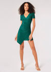 Metallic Bodycon Mini Dress, Green, large