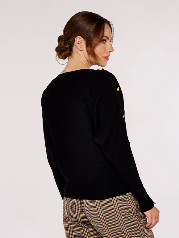  Button Detail Jumper, Black, large