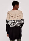 Animal Colour Block Hooded Cardi, Stone, large