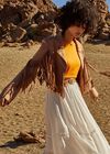 Fringed Suedette Jacket, Brown, large