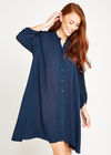 Crinkle Swing Shirt Dress, Navy, large