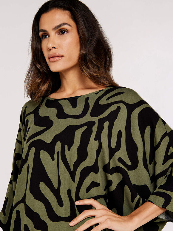 Swirl  Cocoon Dress, Khaki, large