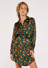 Floral Shirt Mini Dress, Green, large