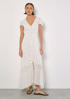 Embroidered Sequin Maxi Dress, White, large
