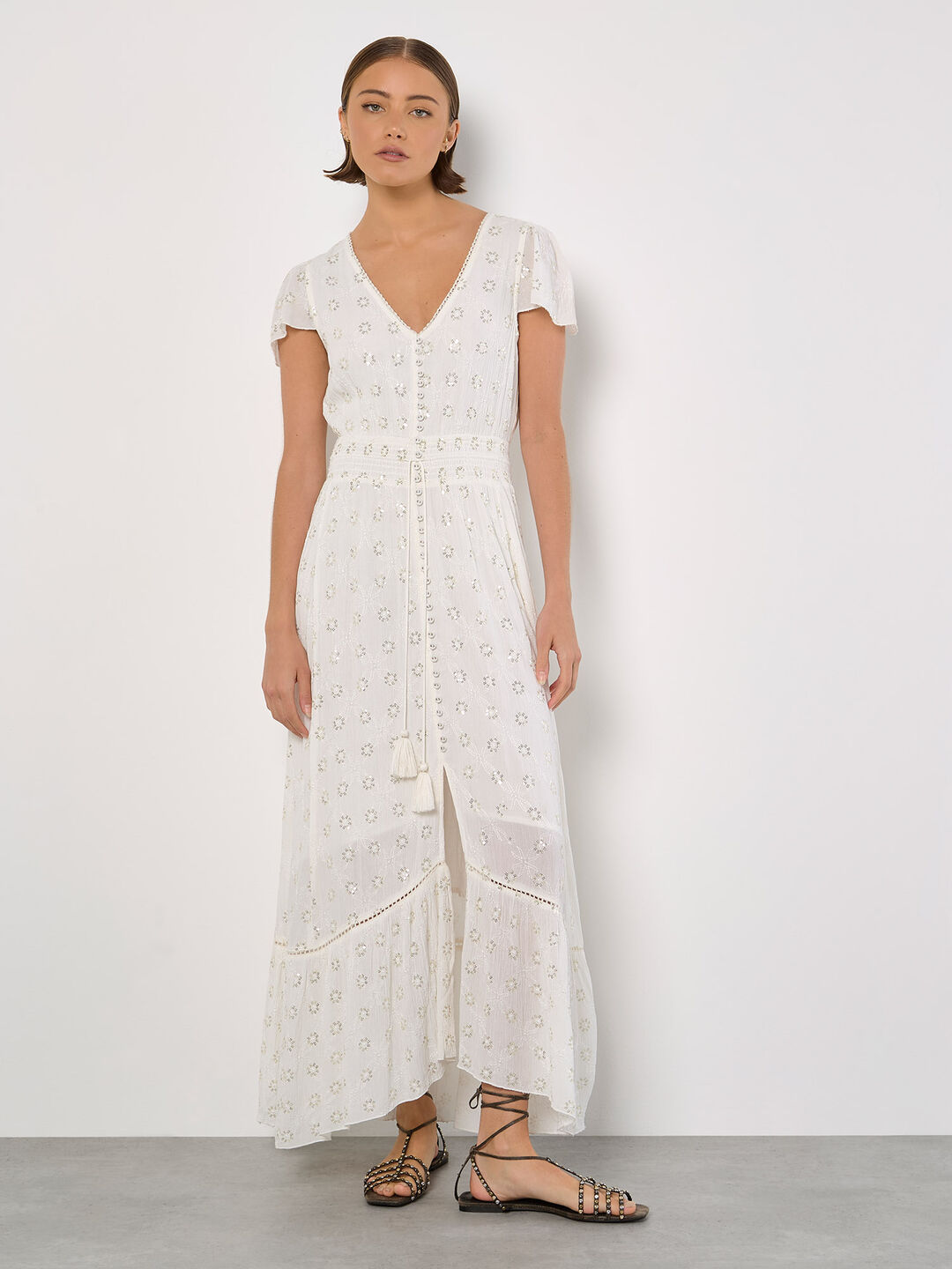 Image of Embroidered Sequin Maxi Dress