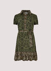 Ikat Tile Shirt Mini Dress, Khaki, large