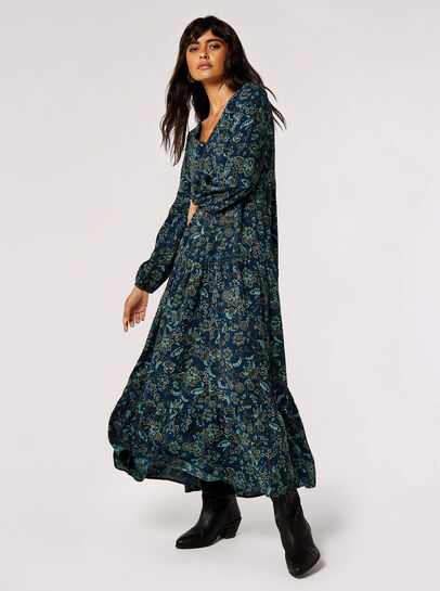 Boho Floral Print Maxi Dress
