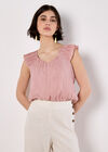 Sheer Crinkle Bubble Hem Crop Top, Pink, large