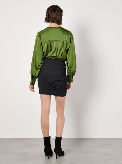 Ruched Metallic Mini Skirt