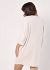 Ribbed Knit Cocoon Mini Dress, Stone, large