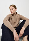 Embroidered Hearts Fine Knit Jumper, Stone, large