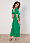 Tie Detail Milkmaid Midaxi Dress, Green, large