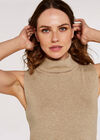 Roll Neck Knitted TankTop, Stone, large