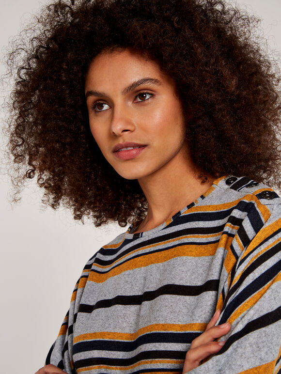 Striped Poncho Top, Mustard, large