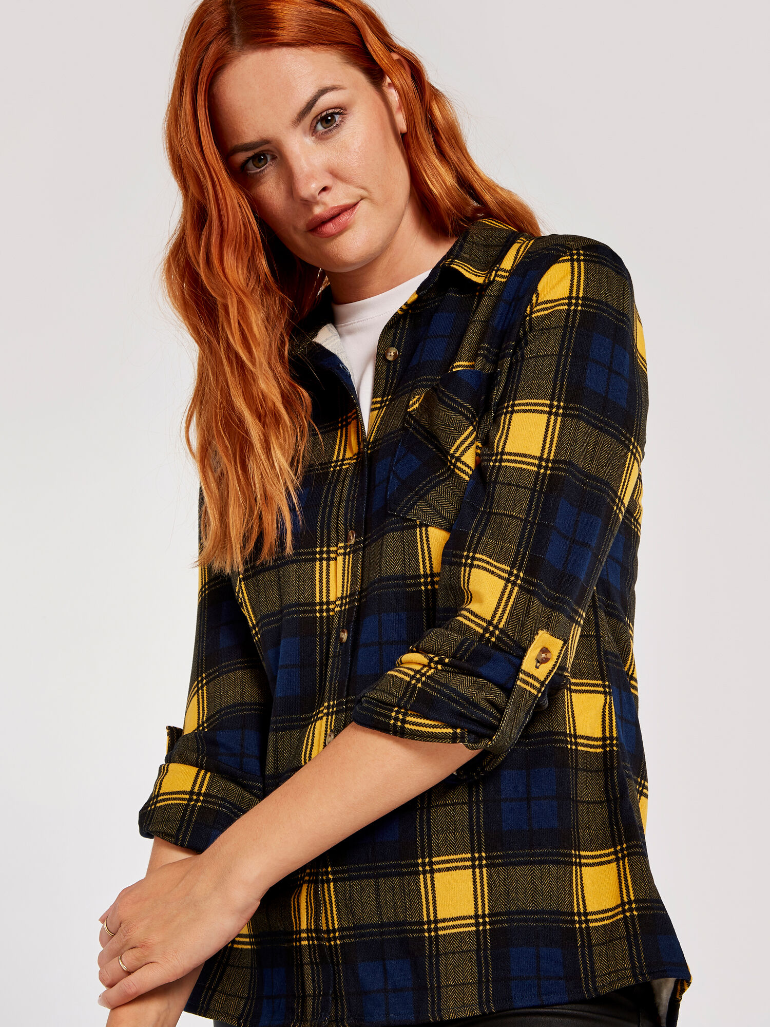 Women's fleece lined cheap checked shirt