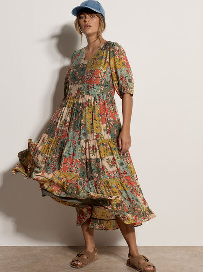 Bloom Patchwork Tiered Dress