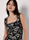 Tropical Print Corset Top, Black, large