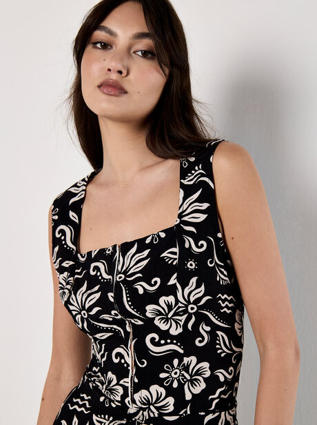 Tropical Print Corset Top