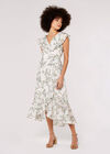 Leaf Ruffle Midi Dress, Cream, large