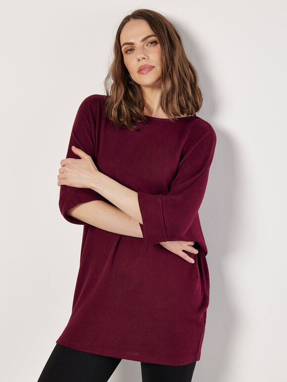 Soft Touch Batwing Top, Burgundy, large