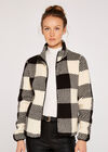Gingham Check Fleeced Jacket, Black, large