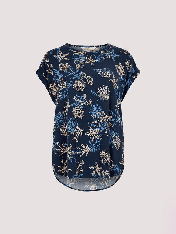 Seashell Turn Up Tee, Navy, large