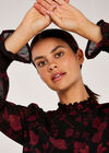 Silhouette Branches Chiffon Top, Black, large