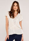 Lace Peplum Top, Cream, large