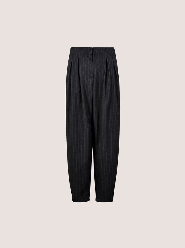 Pinstripe Wide-Leg Balloon Trousers, Dark Grey/Charcoal, large