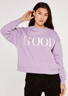 Good Vibe Slogan Sweatshirt, Lilac, large