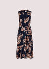 Graphic Floral Wrap Dress, Navy, large