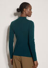 Fine Knit Ruched Cardigan, Teal, large