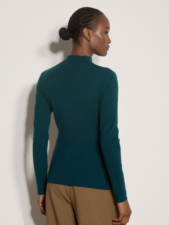 Fine Knit Ruched Cardigan, Teal, large