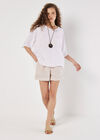 Textured Cotton Necklace Top, Cream, large