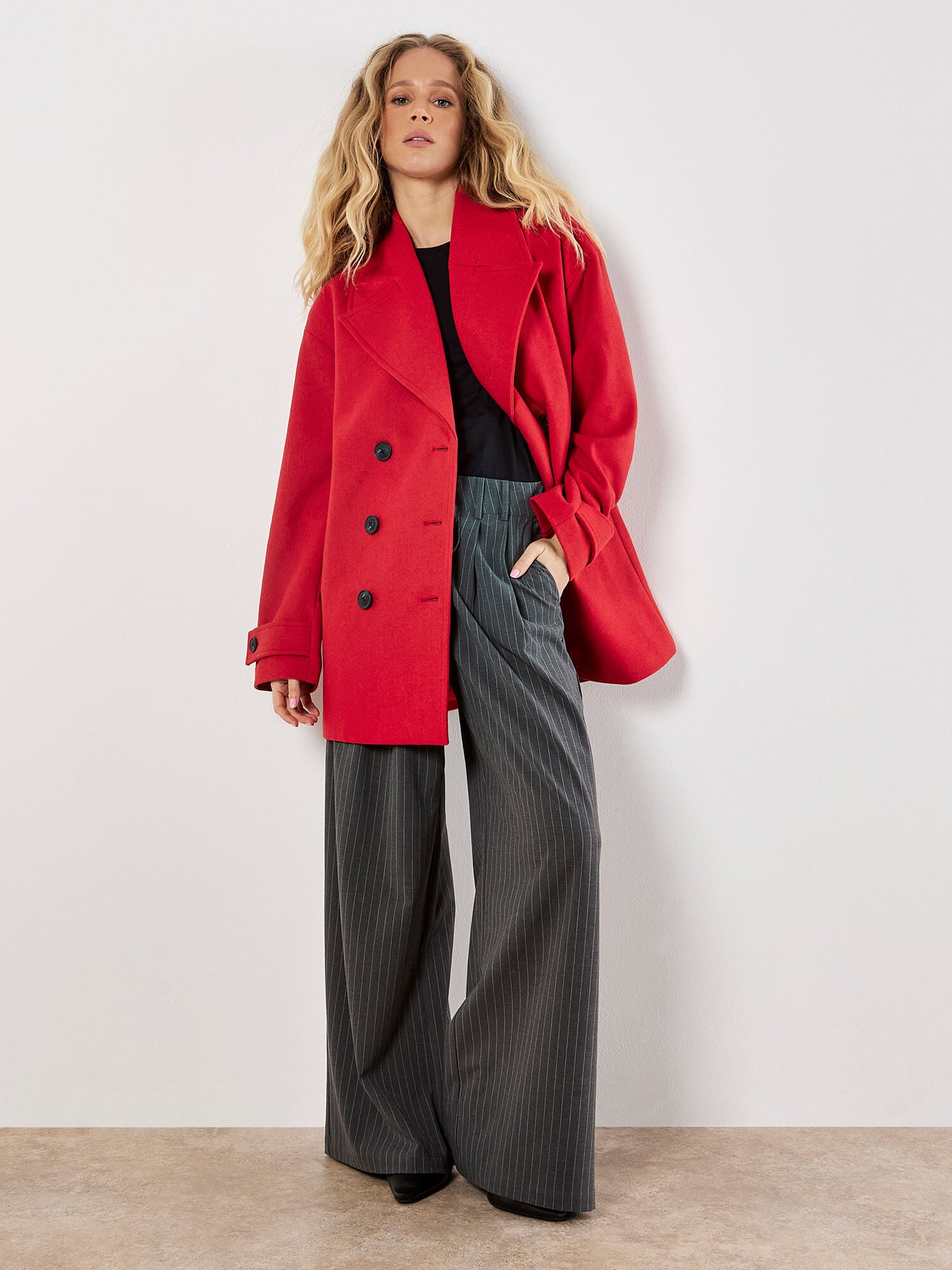 Tailored Double-Breasted Peacoat | Apricot Clothing