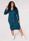 Curve Ribbed Midi Dress, Teal, large