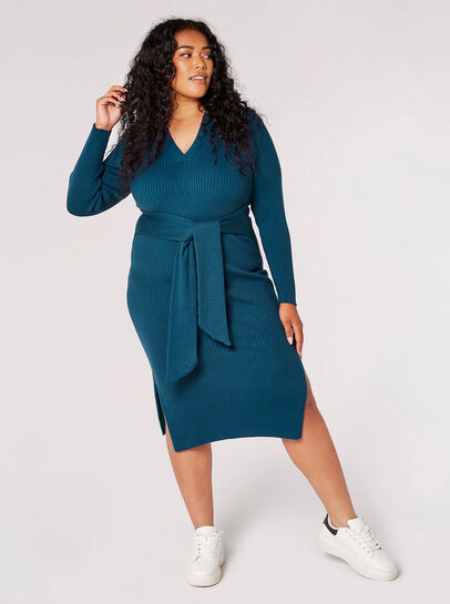 Curve Ribbed Midi Dress