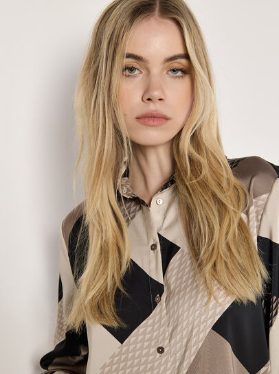Geo Print Satin Shirt