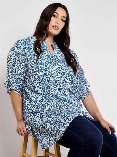 Mixed Animal Print Layered Blouse