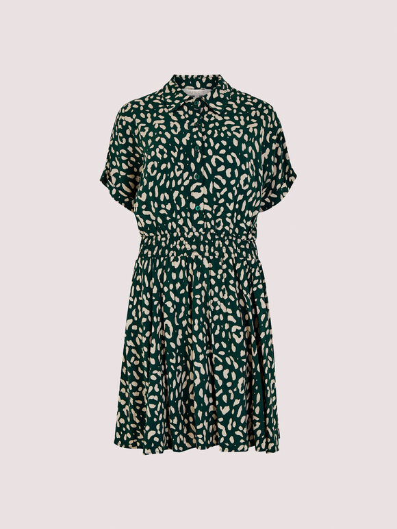 Cheetah Print Mini Dress, Green, large