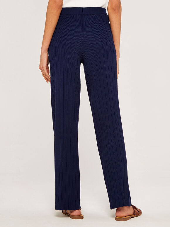 Ribbed Trouser with Gold Buttons, Navy, large