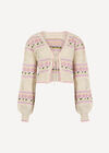 Pointelle Knit Butterfly Floral Cardigan, Stone, large