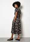 Textured Leaf Shirt Midi Dress, Black, large